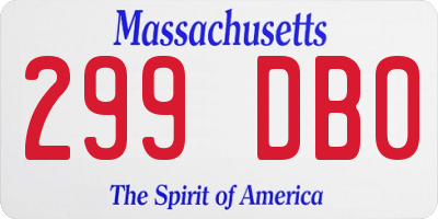 MA license plate 299DB0