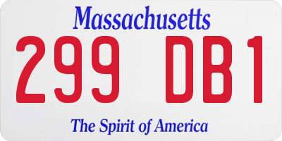 MA license plate 299DB1