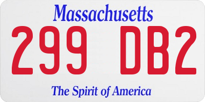 MA license plate 299DB2