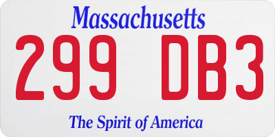 MA license plate 299DB3
