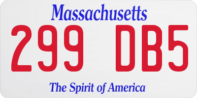 MA license plate 299DB5