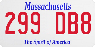 MA license plate 299DB8
