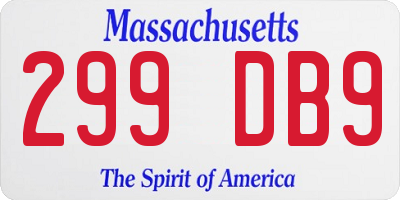 MA license plate 299DB9