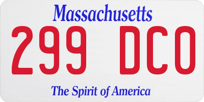 MA license plate 299DC0