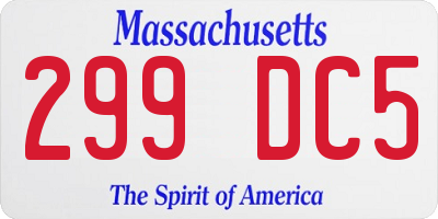 MA license plate 299DC5