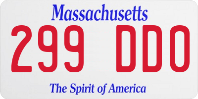 MA license plate 299DD0