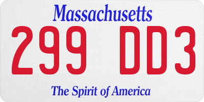 MA license plate 299DD3