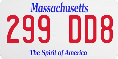 MA license plate 299DD8