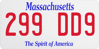 MA license plate 299DD9