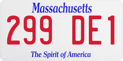 MA license plate 299DE1