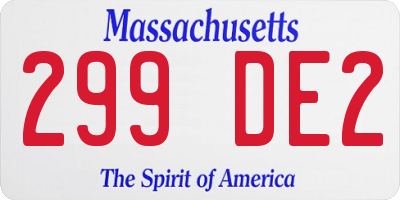 MA license plate 299DE2