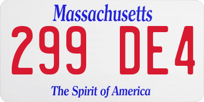 MA license plate 299DE4