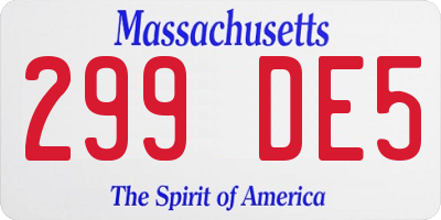 MA license plate 299DE5