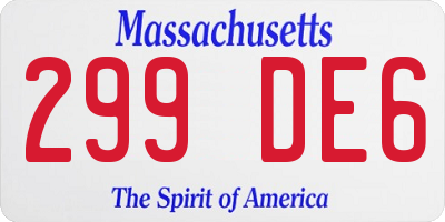 MA license plate 299DE6