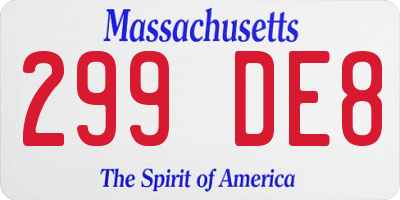 MA license plate 299DE8