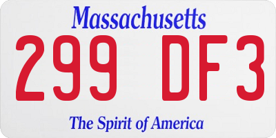 MA license plate 299DF3