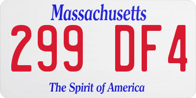 MA license plate 299DF4