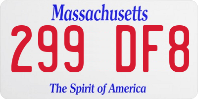 MA license plate 299DF8