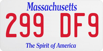 MA license plate 299DF9