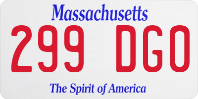 MA license plate 299DG0