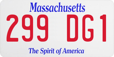MA license plate 299DG1