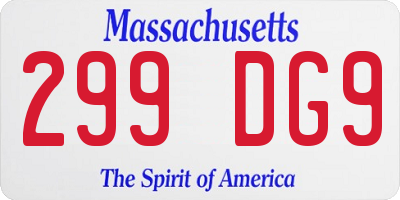 MA license plate 299DG9