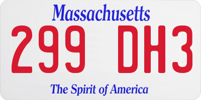 MA license plate 299DH3
