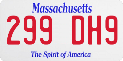 MA license plate 299DH9