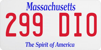 MA license plate 299DI0