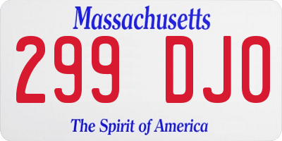 MA license plate 299DJ0