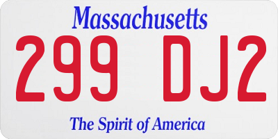 MA license plate 299DJ2