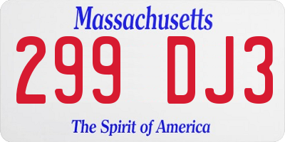 MA license plate 299DJ3
