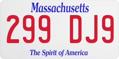 MA license plate 299DJ9