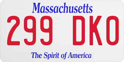 MA license plate 299DK0