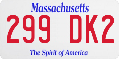 MA license plate 299DK2