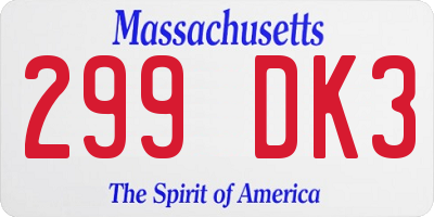 MA license plate 299DK3