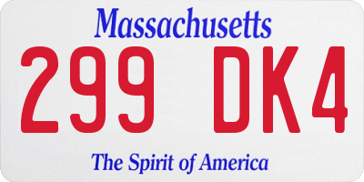 MA license plate 299DK4