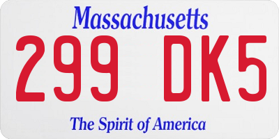 MA license plate 299DK5