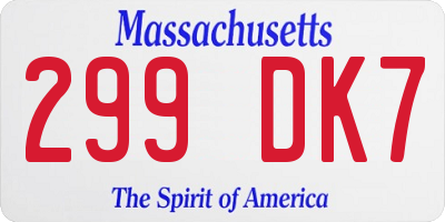 MA license plate 299DK7
