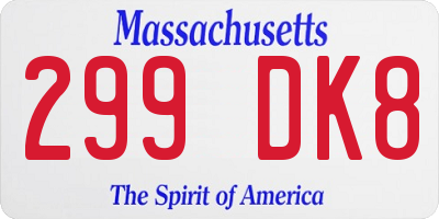 MA license plate 299DK8