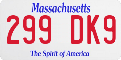 MA license plate 299DK9