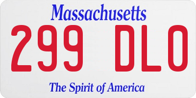 MA license plate 299DL0