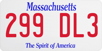MA license plate 299DL3