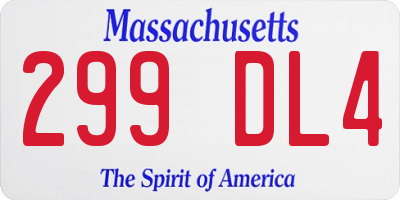 MA license plate 299DL4