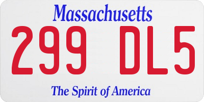MA license plate 299DL5