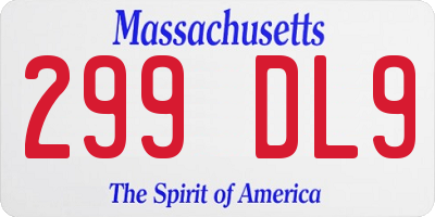 MA license plate 299DL9