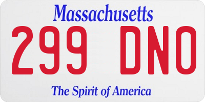 MA license plate 299DN0