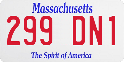 MA license plate 299DN1