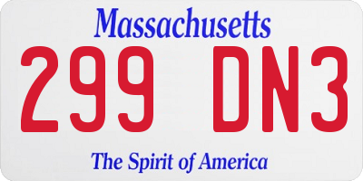 MA license plate 299DN3