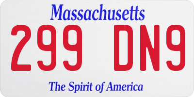 MA license plate 299DN9